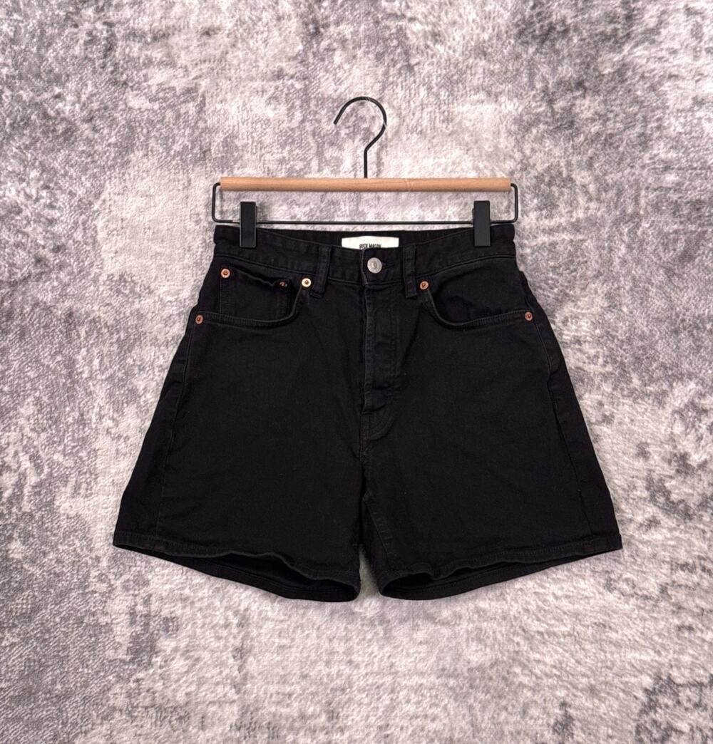 Buck Mason Jean Shorts 24 Womens High Rise Bermuda Black Denim